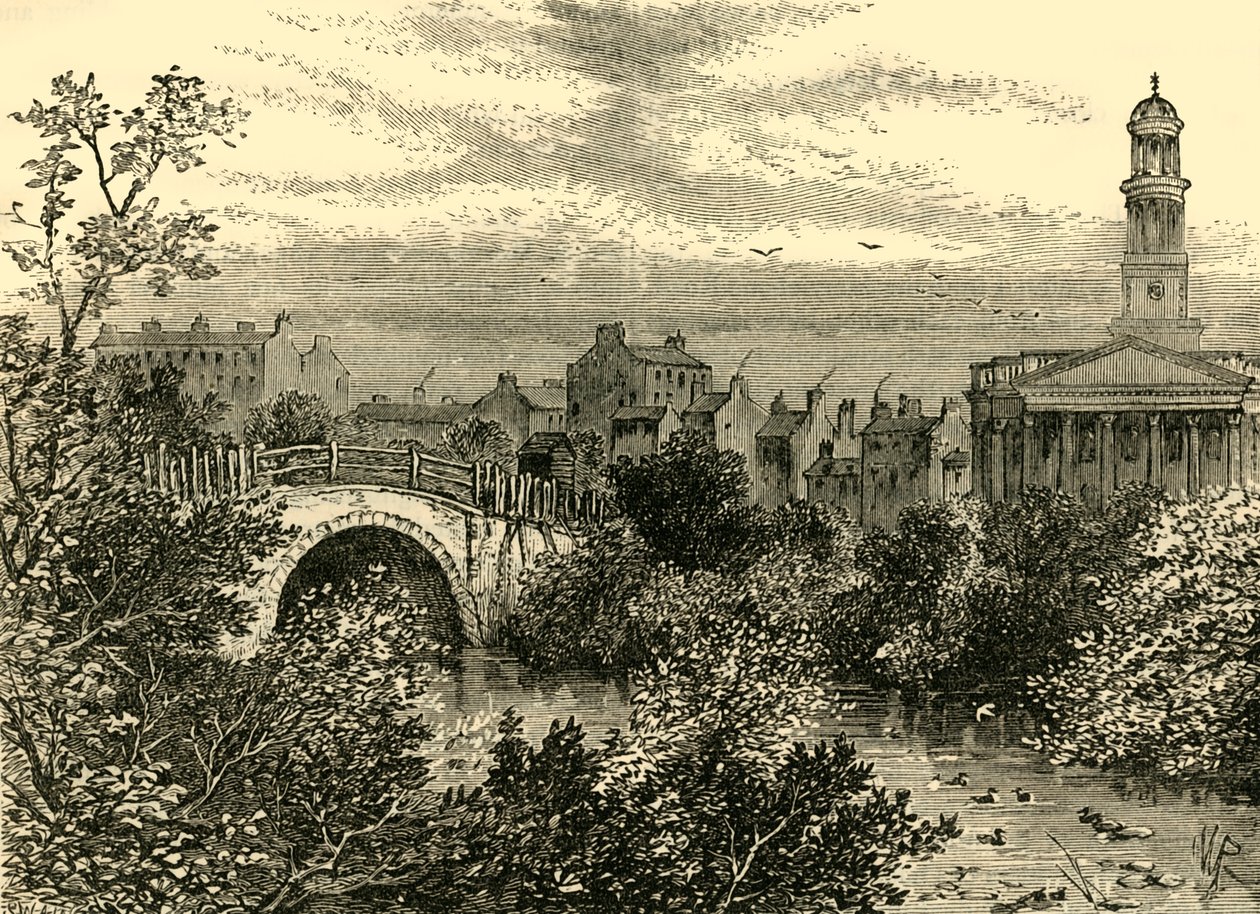 1847年，摄政公园，湖上的旧桥，c1876。 作者 不明