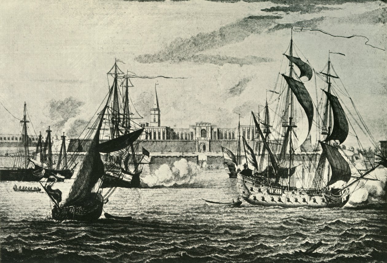 旧威廉堡（Fort William），摄于1736年，河，摄于1925年。 作者 不明