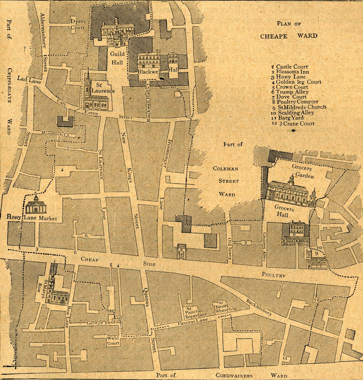 廉价病房旧地图-约1750年，1897年。 作者 不明