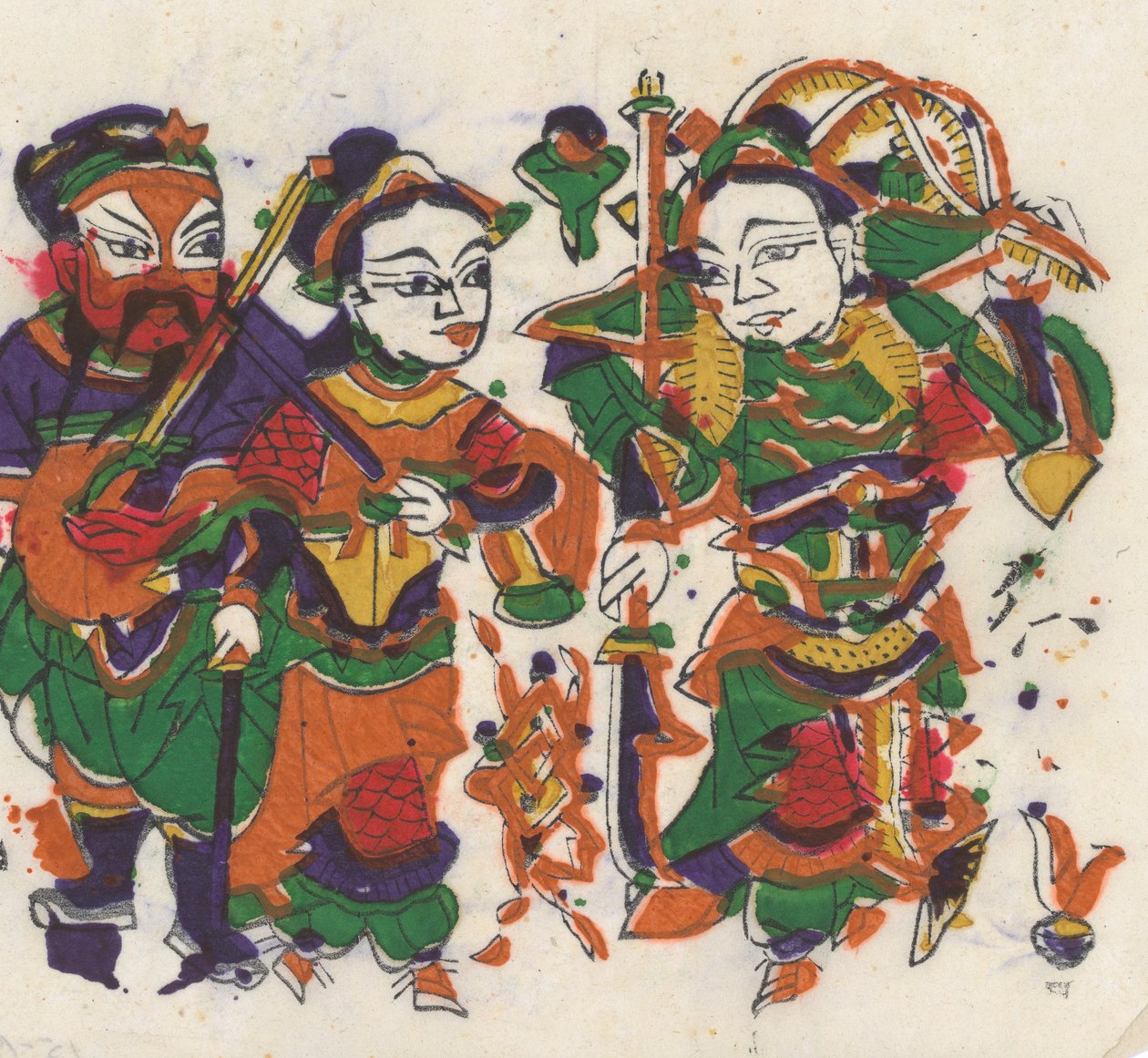 一百三十五幅木版画，包括新年图画nianh...，19-20世纪。 作者 不明