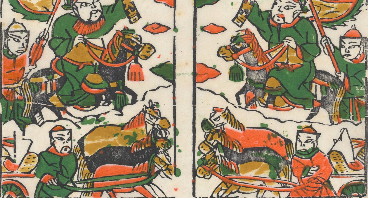 一百三十五幅木版画，包括新年图画nianh...，19-20世纪。 作者 不明