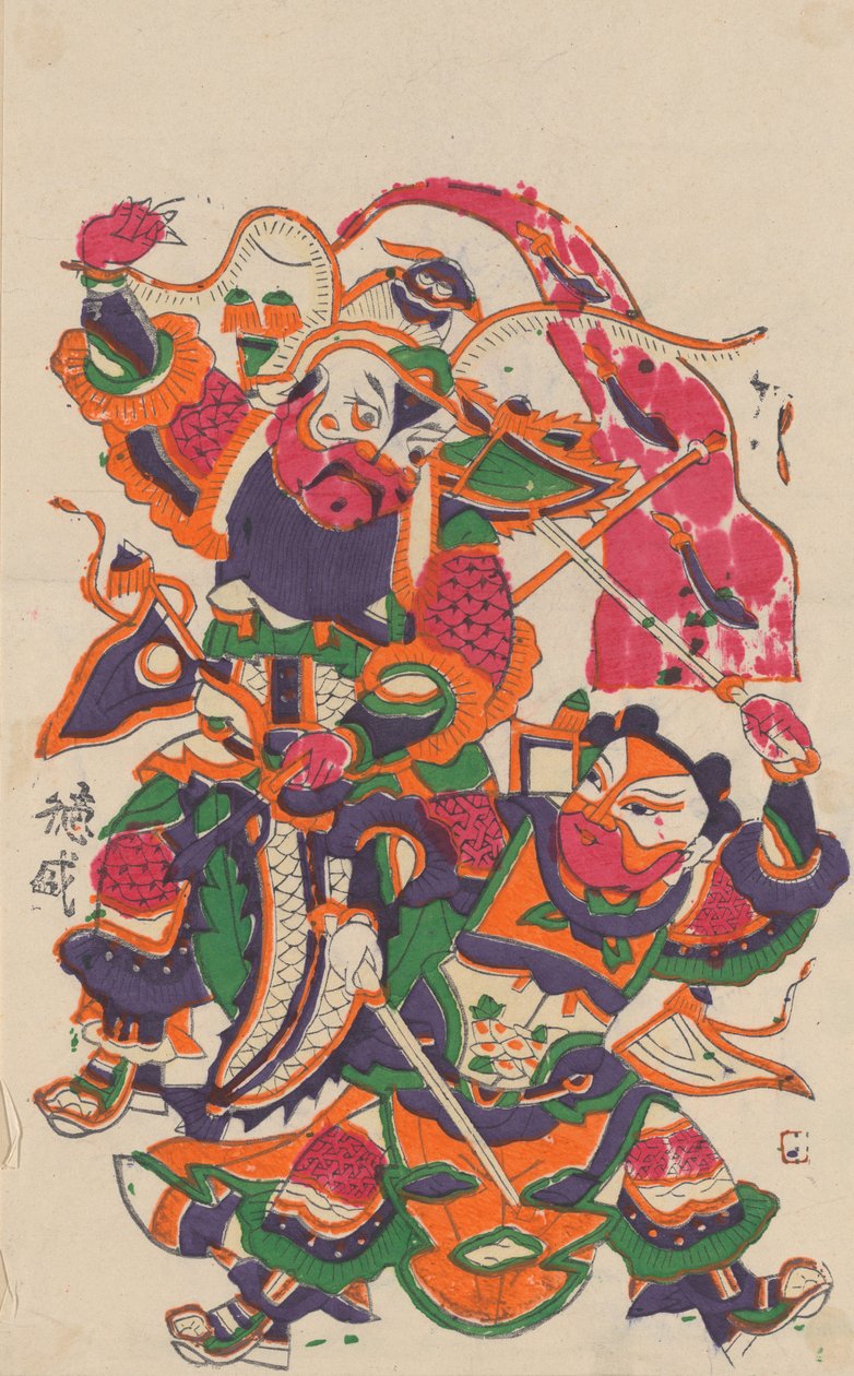 一百三十五幅木版画，包括新年图画nianh...，19-20世纪。 作者 不明
