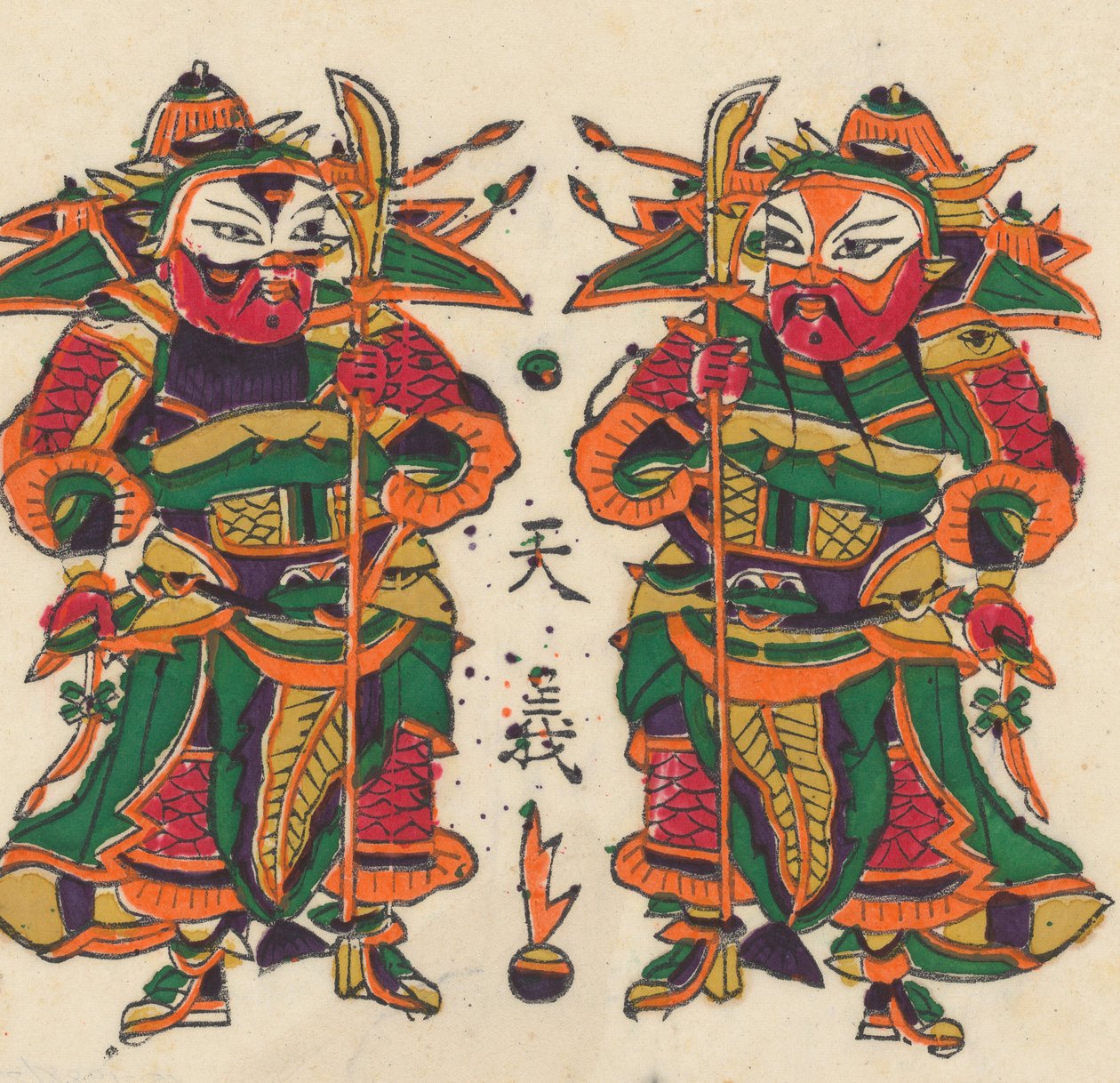一百三十五幅木版画，包括新年图画nianh...，19-20世纪。 作者 不明
