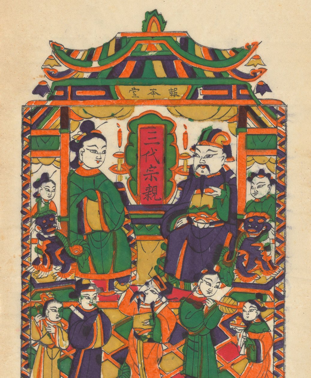 一百三十五幅木版画，包括新年图画nianh...，19-20世纪。 作者 不明