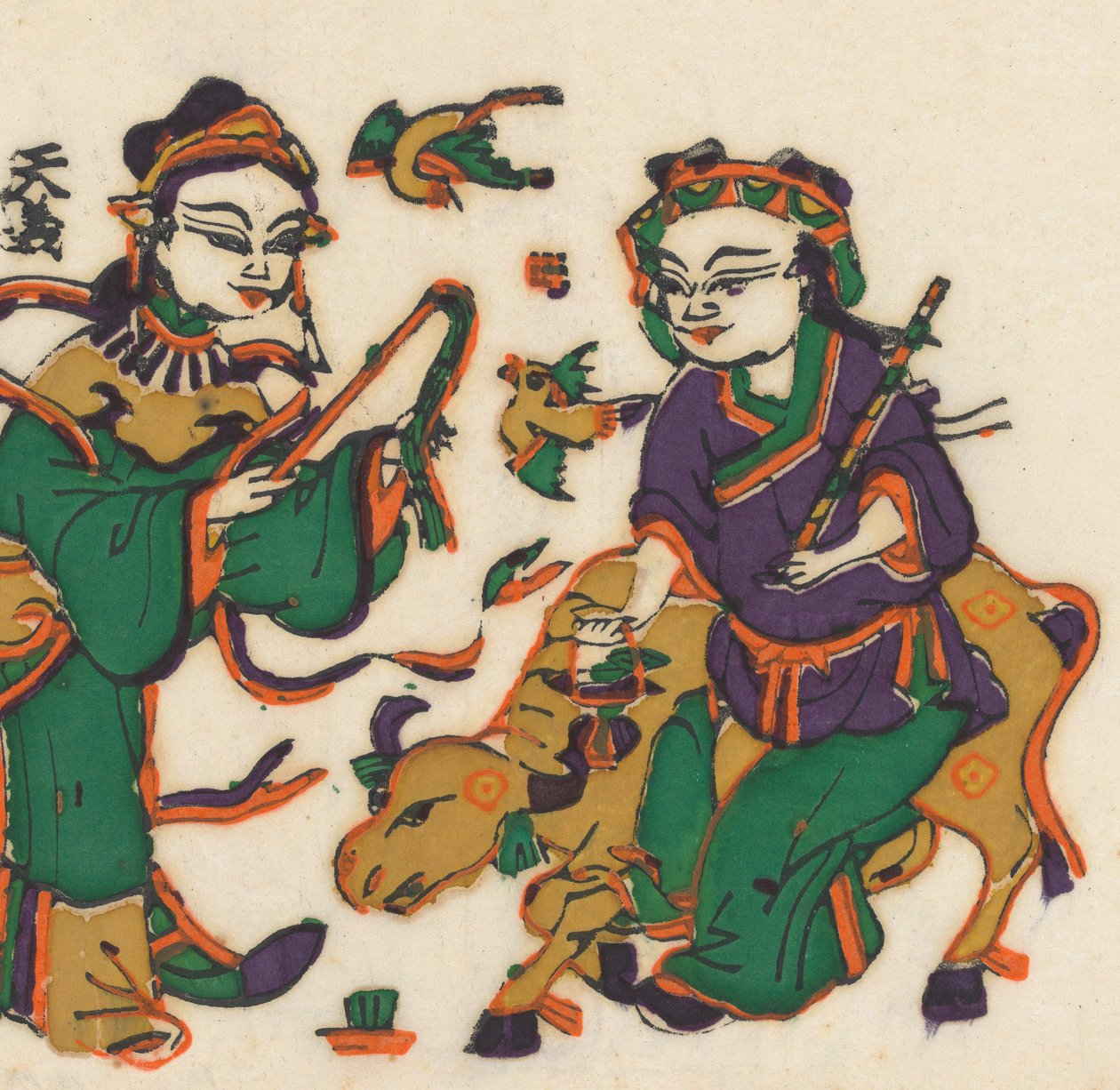 一百三十五幅木版画，包括新年图画nianh...，19-20世纪。 作者 不明