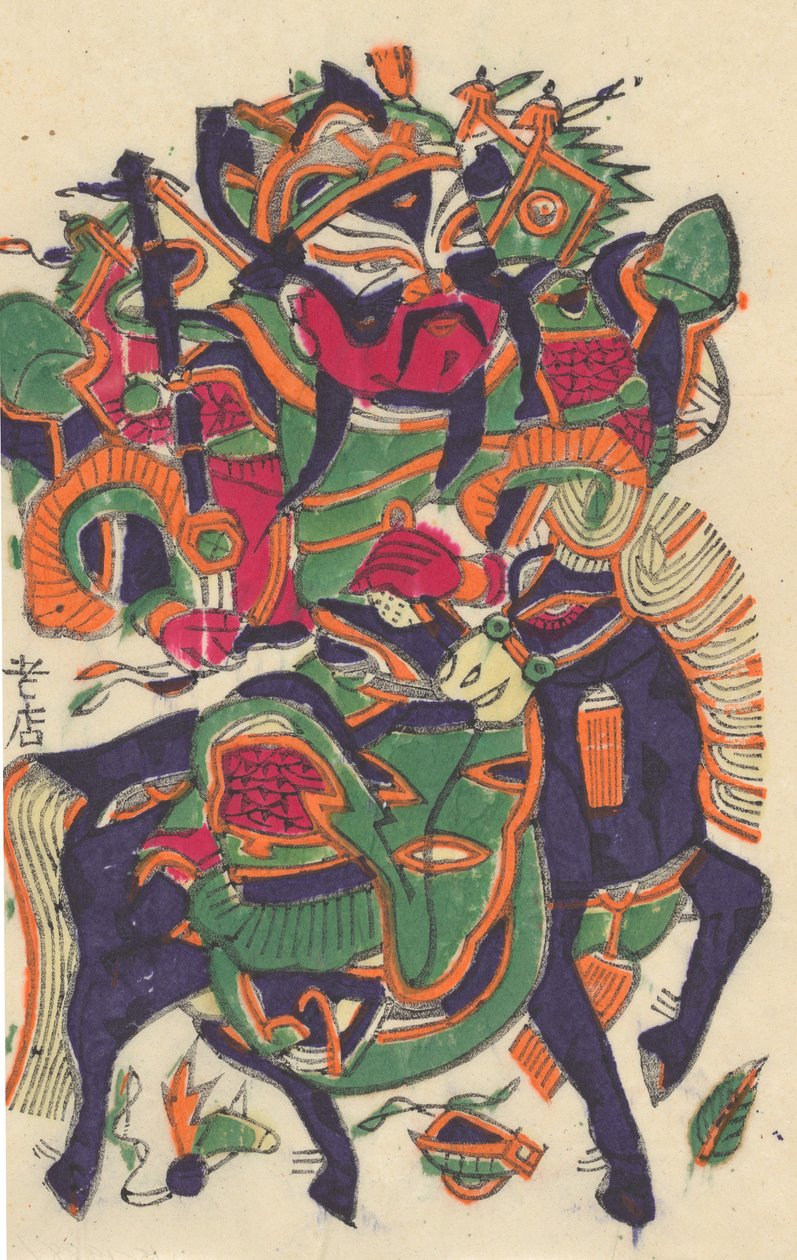 一百三十五幅木版画，包括新年图画nianh...，19-20世纪。 作者 不明