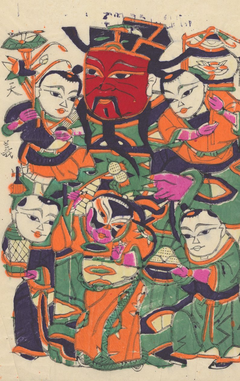 一百三十五幅木版画，包括新年图画nianh...，19-20世纪。 作者 不明
