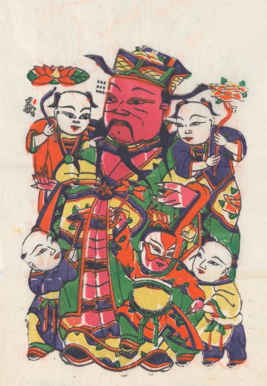 一百三十五幅木版画，包括新年图画nianh...，19-20世纪。 作者 不明