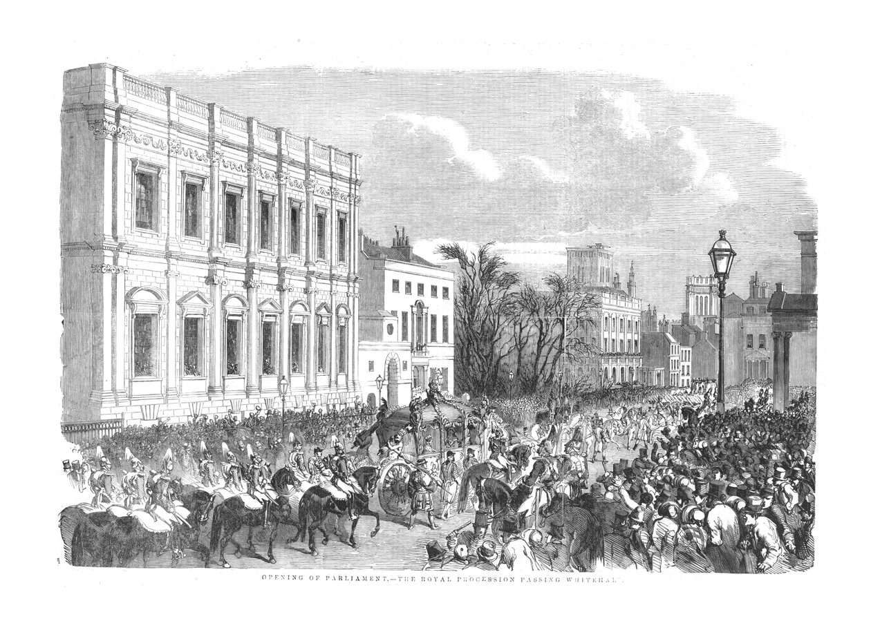 国会开幕-经过白厅的皇家游行，1854年 作者 不明