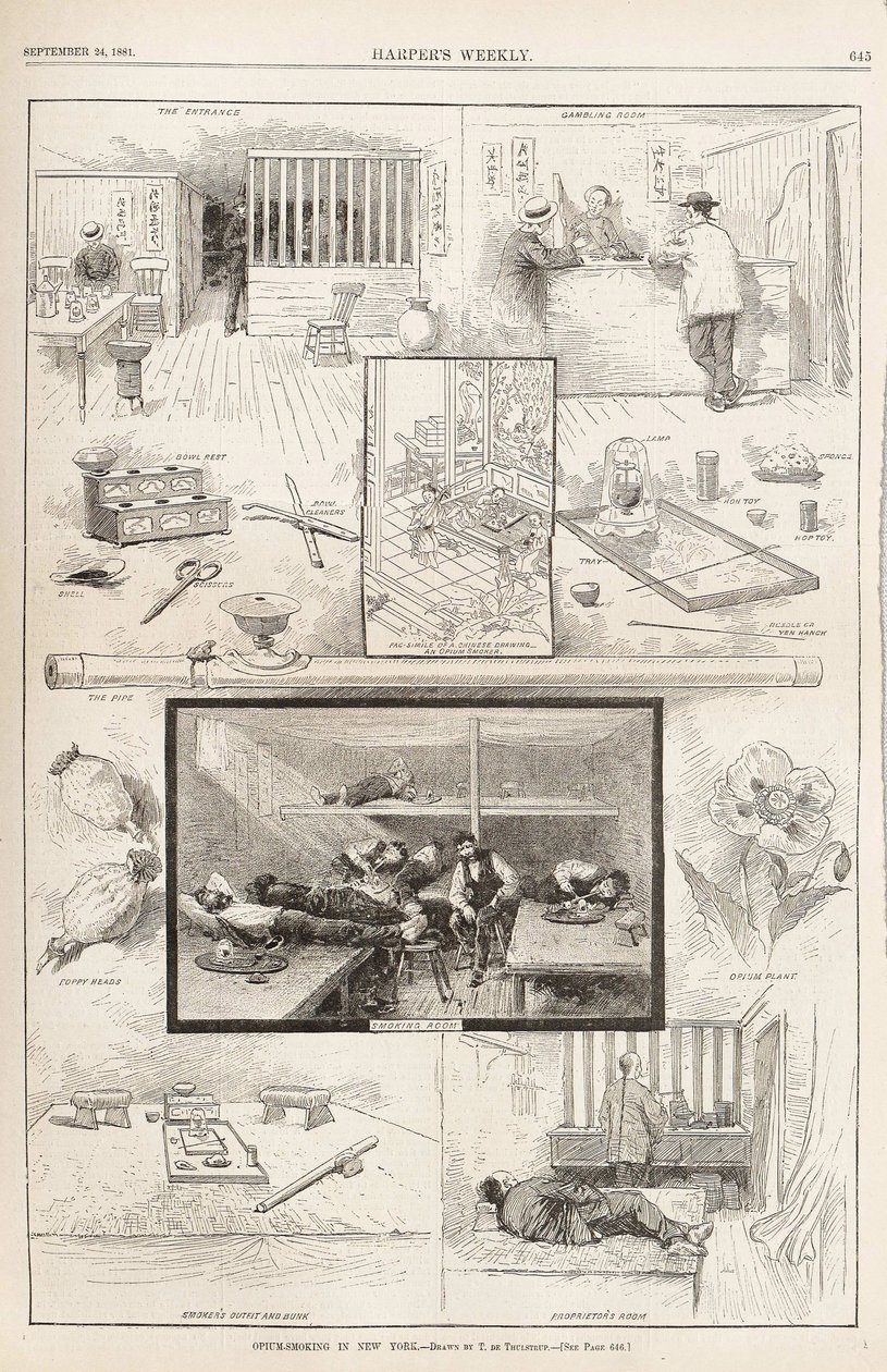 1881年9月24日，哈珀周刊，1881年在纽约吸烟 作者 不明
