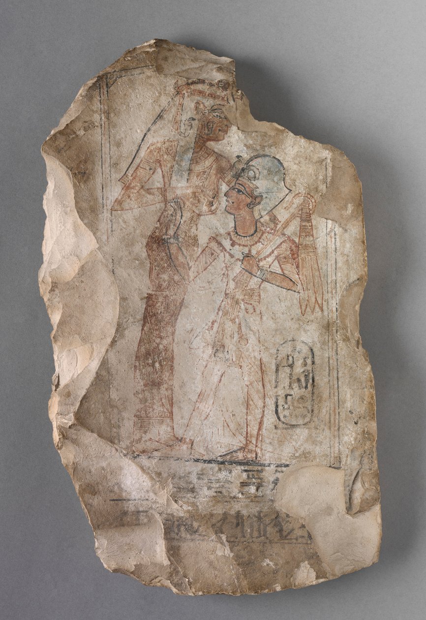 Ostracon：《拉美西斯二世》被女神哺乳公元前1279年至1213年。 作者 不明