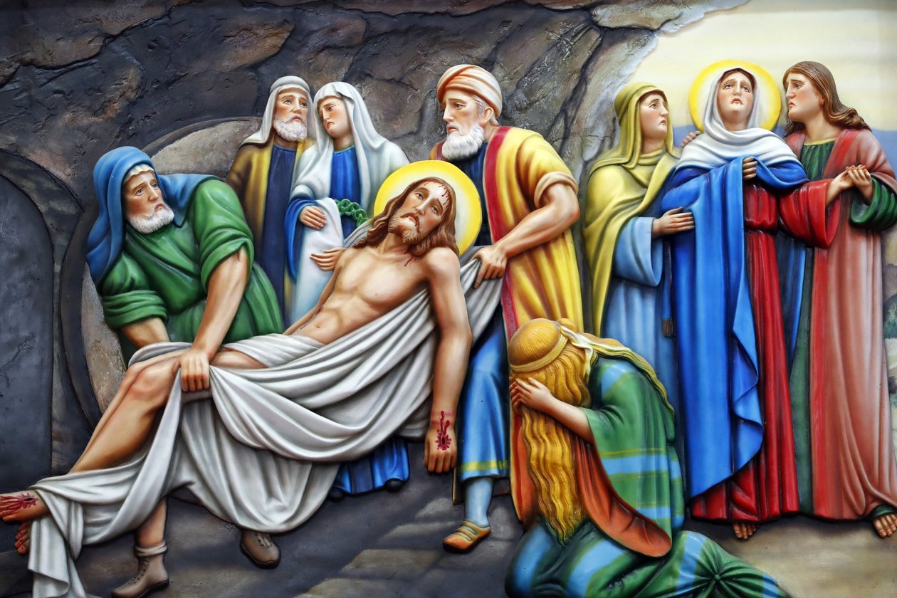 Our Lady of Fatima church. Way of the cross. Station 14. Jesus is placed in the tomb. Ho Chi Minh City. Vietnam 作者 不明