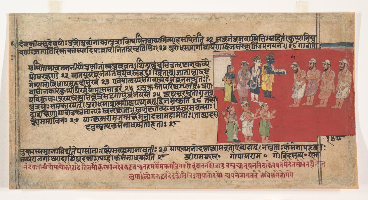 来自分散的Bhagavata Purana的页面 毗湿奴神的古代故事，约1630-50。 作者 不明