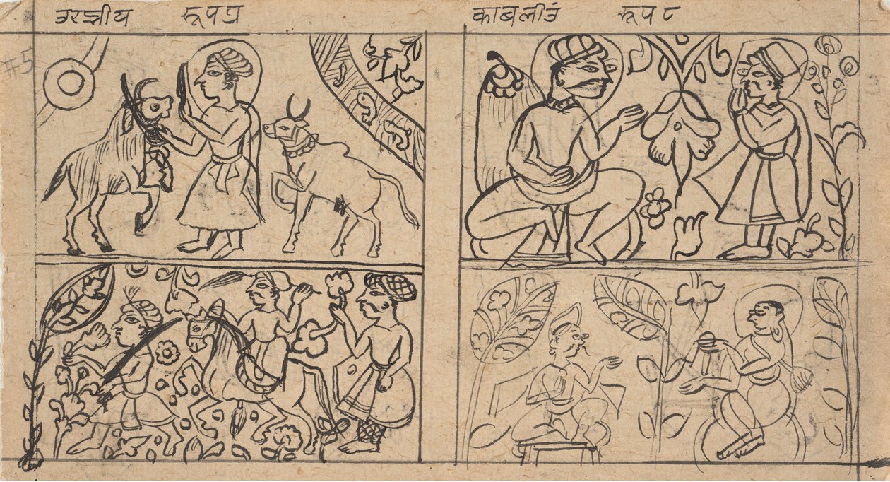 分散的《卡尔帕经》耆那教仪式书中的一页，约1675年。 作者 不明