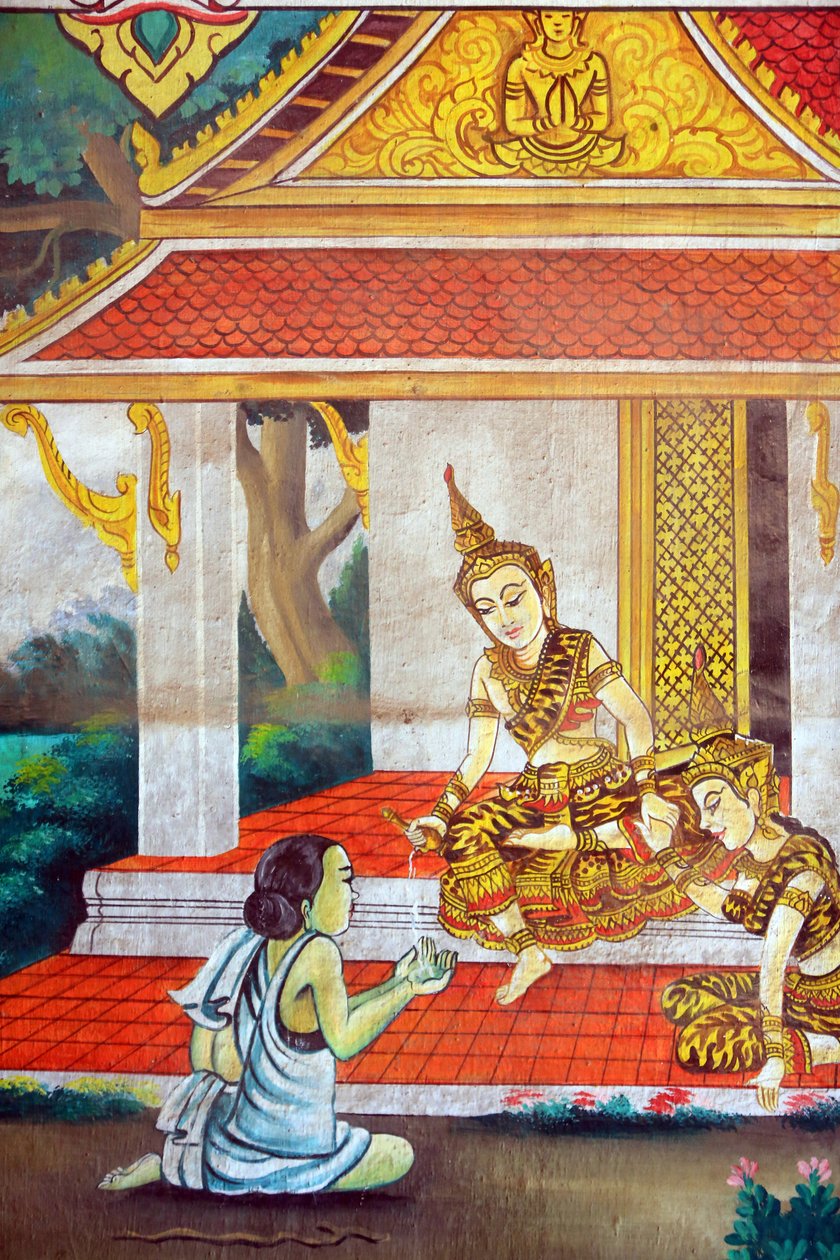 Painting depicting the life story of Shakyamuni Buddha. Wat Naxai. Vientiane. Laos, 20151106, Vientiane, Laos 作者 不明