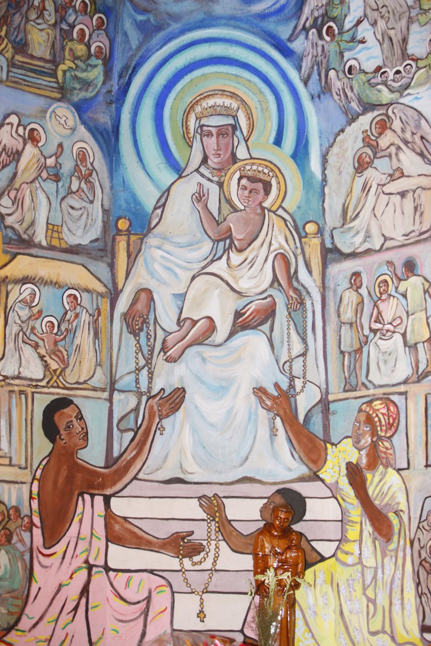 Painting in Lome cathedral : Virgin & child, Lome, Togo 作者 不明