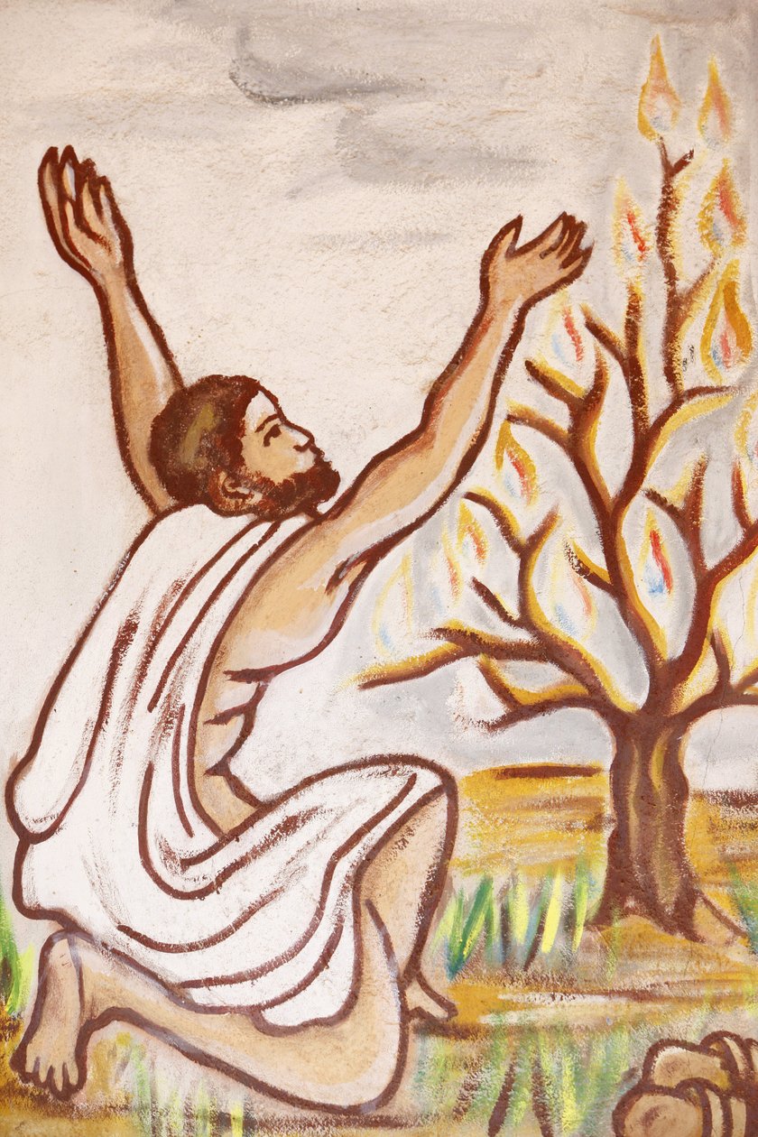 Painting in Our Lady of Togo church : The burning bush, Togoville, Togo 作者 不明