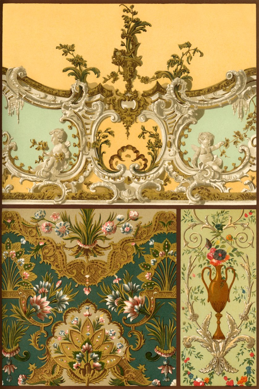绘画，皮革挂毯，灰泥装饰品，法国和德国，17和18世纪，1898年。 作者 不明