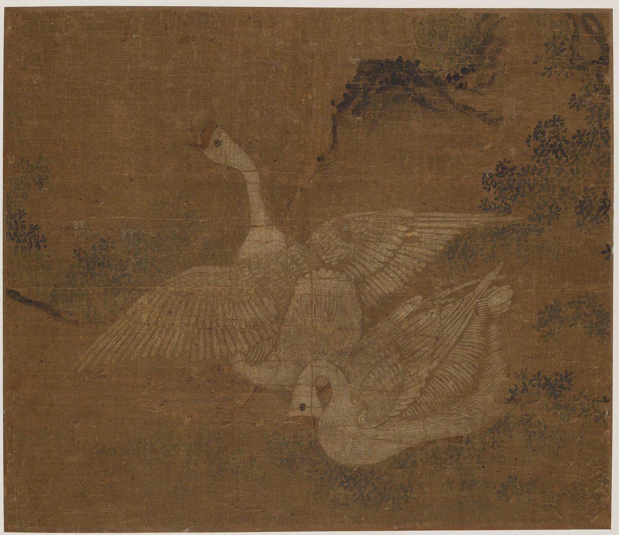 一对家鹅，可能是明朝的，1368-1644。 作者 不明