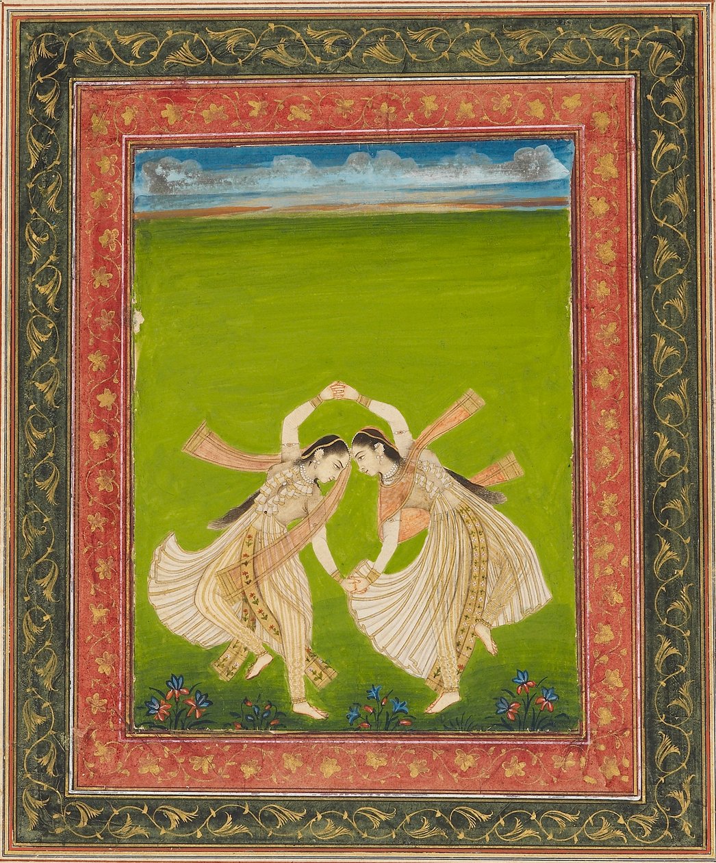 一对女孩在玩phugadi，18世纪 作者 不明