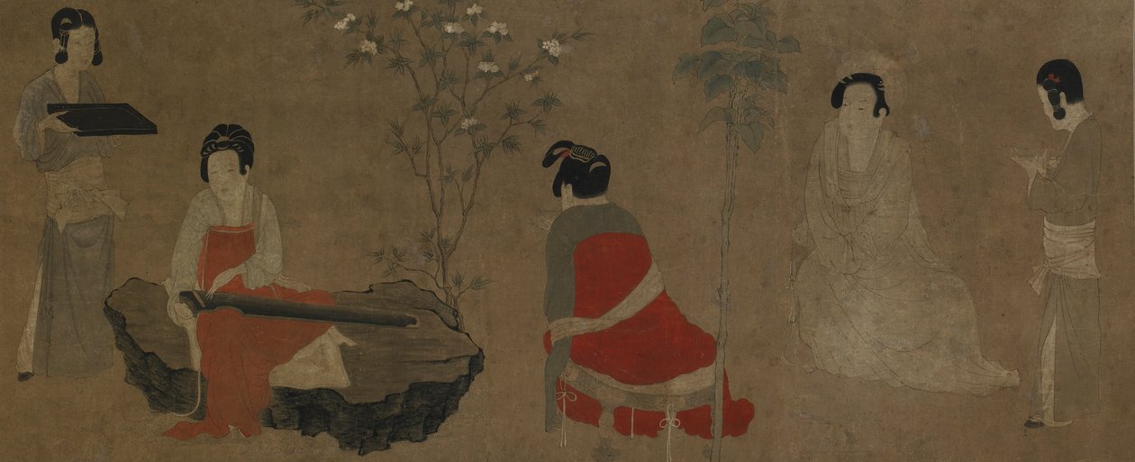 宫女调琴图，明代，1368-1644。 作者 不明