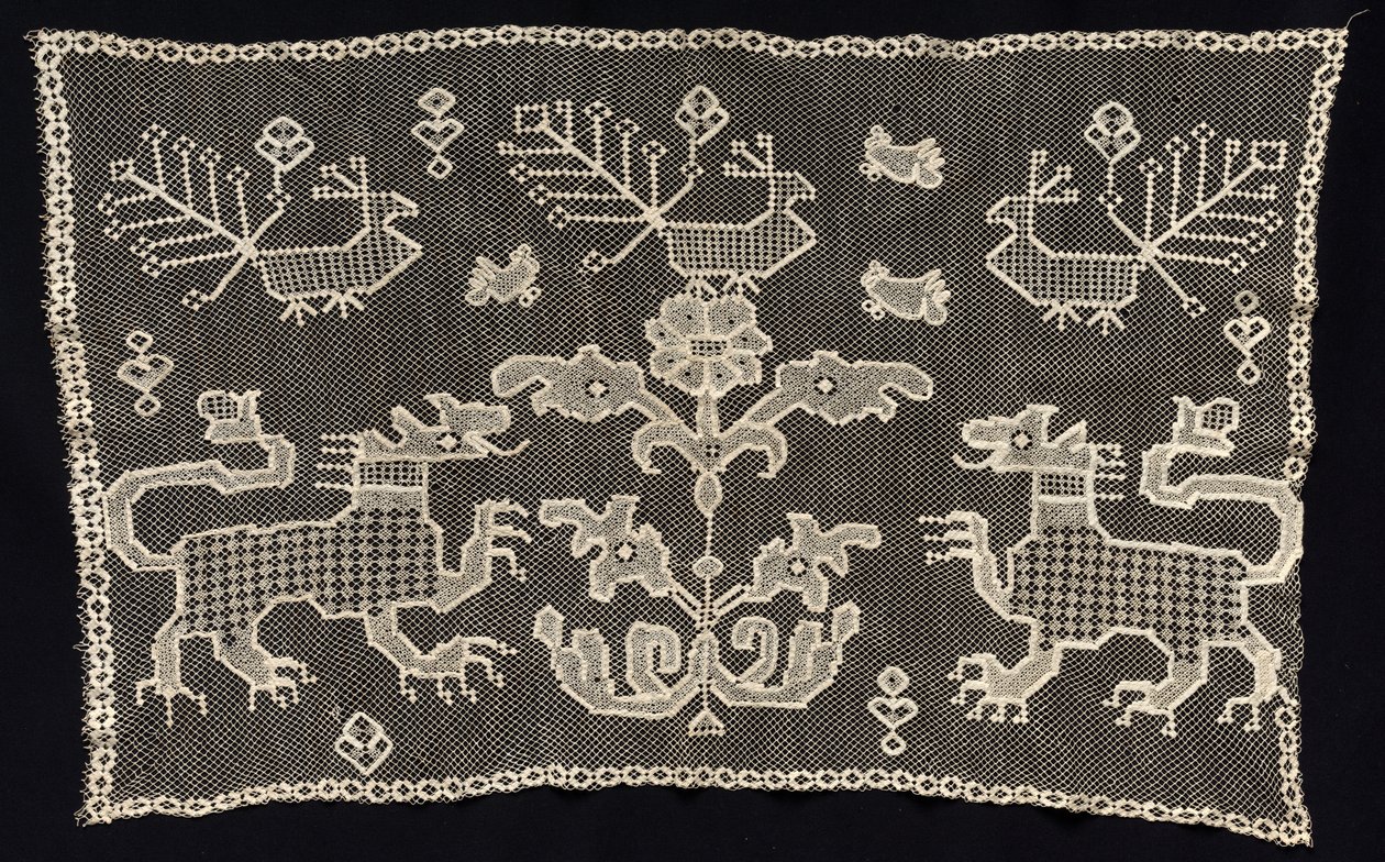 黑豹，鸟类和花卉图案面板，18-19世纪。 作者 不明