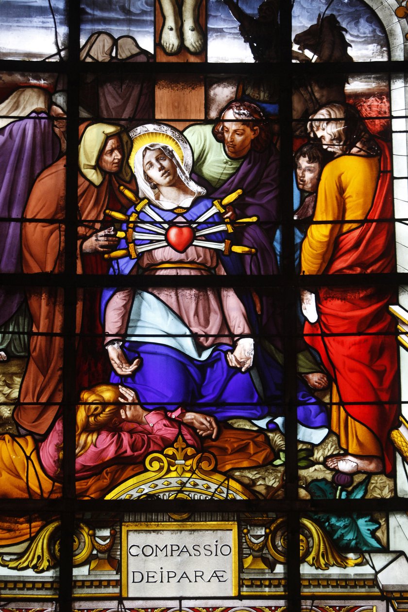 Paris, France Saint Laurent church stained glass : Mary