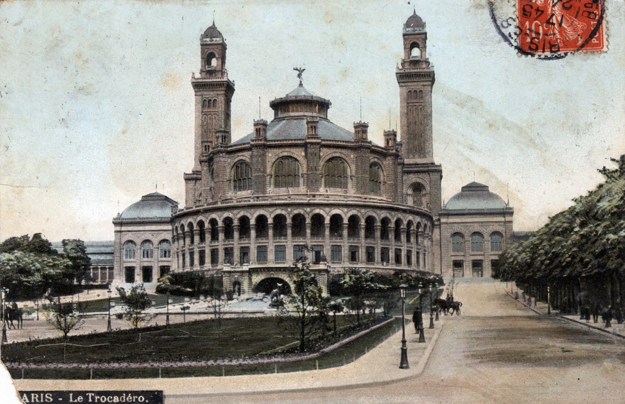 巴黎：特洛卡德罗宫的外景--1908年的明信片 作者 不明