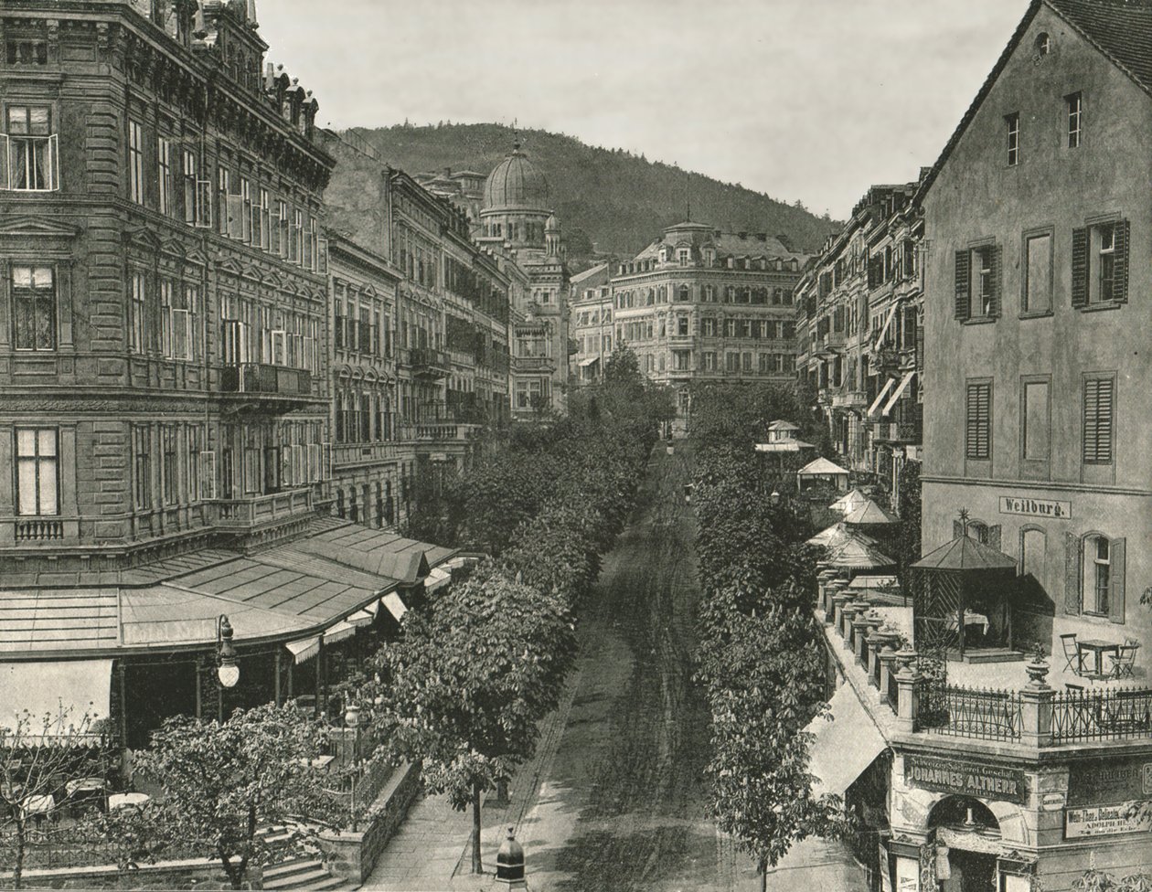 捷克斯洛伐克卡尔斯巴德，Parkstrasse，1895年。 作者 不明