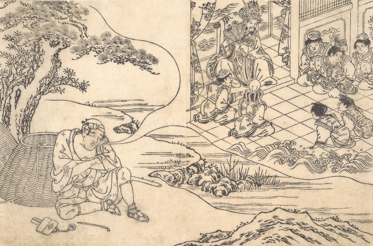 年轻人卢的故事的模仿：一个渔夫在做梦，约1700年。 作者 不明