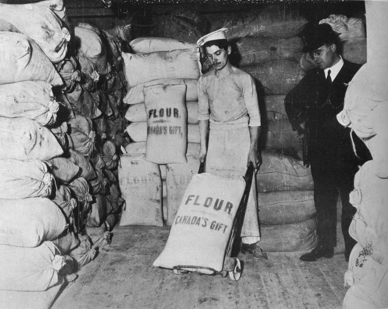 1915年，加拿大为减轻战争苦难而赠送的加拿大面粉的一部分 作者 不明