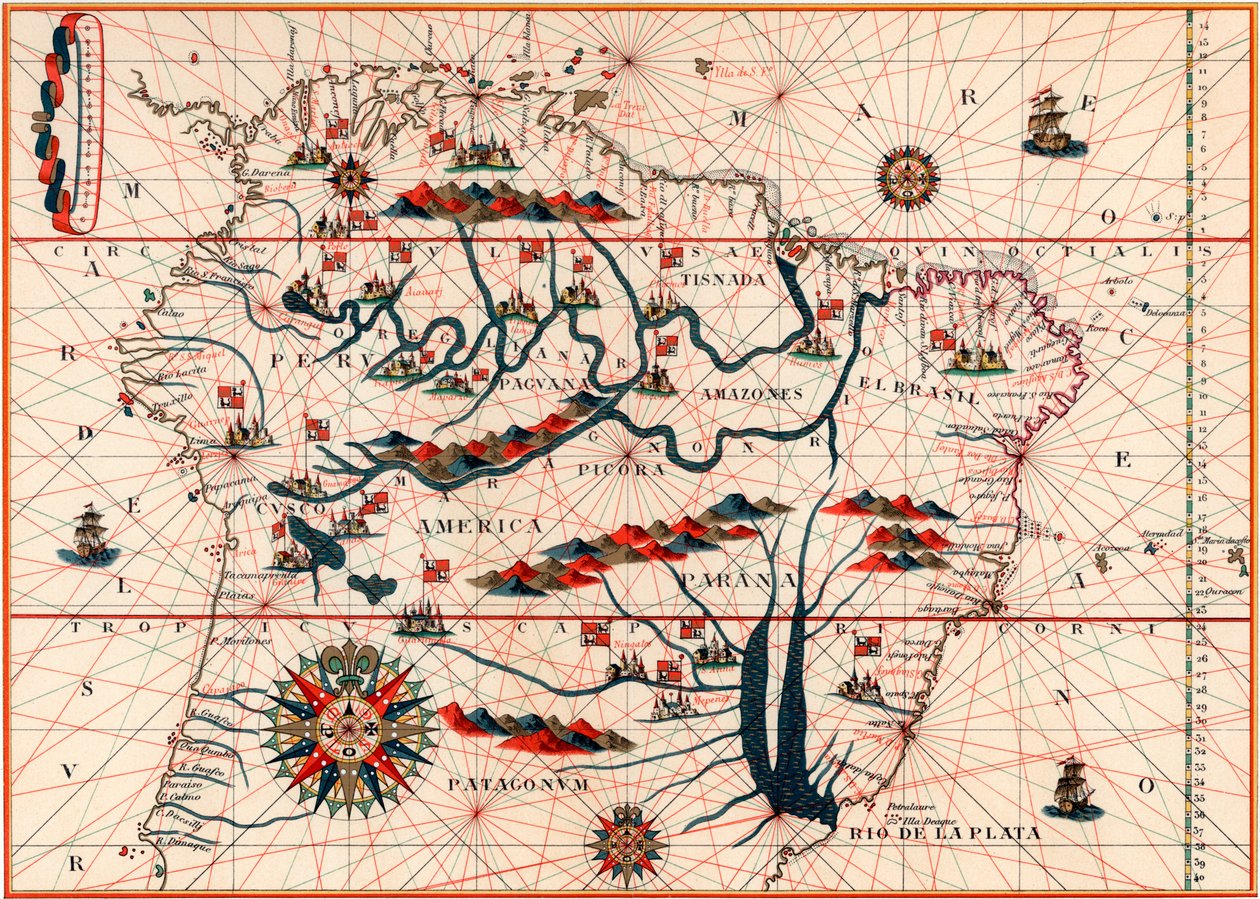 南美洲的一部分，1582年 作者 不明