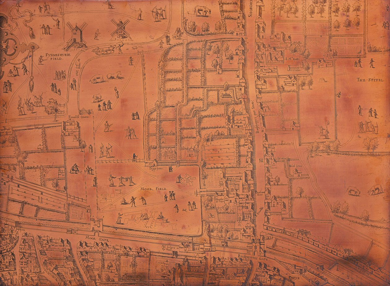 伦敦地图的一部分，约1553-1559年 作者 不明