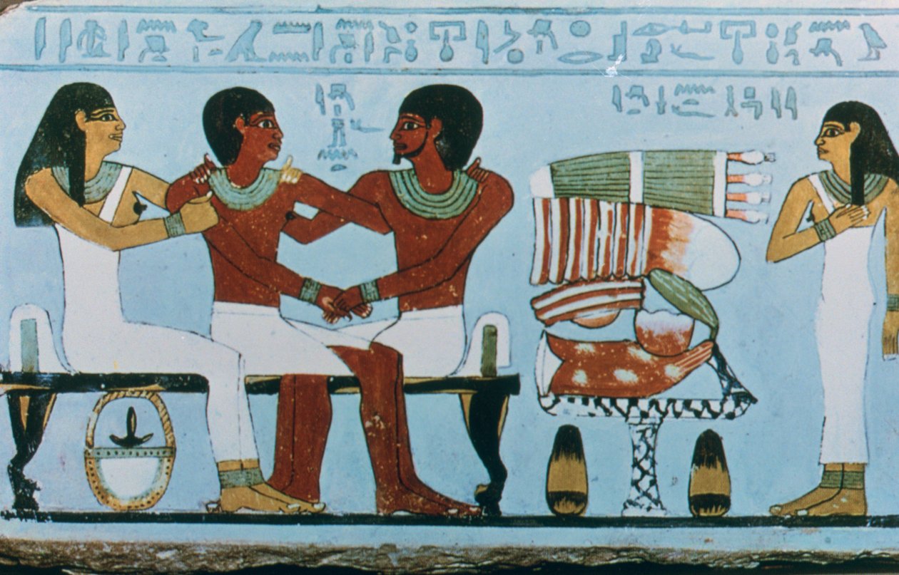 埃及阿比多斯Amenemhet彩绘石灰石碑石的一部分，第11王朝 作者 不明