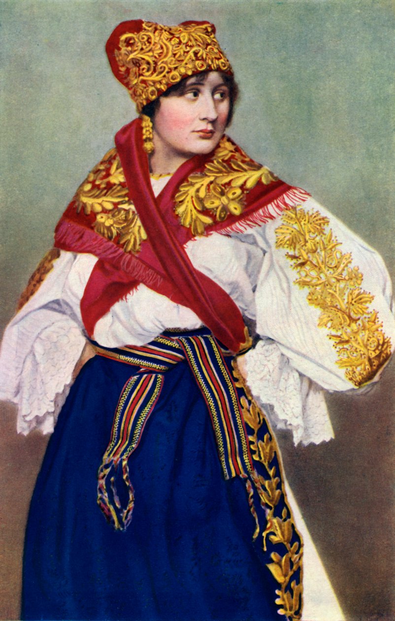 穿着民族服装的农民妇女，捷克斯洛伐克，1922年 作者 不明