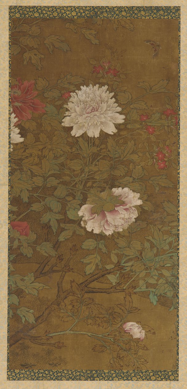 牡丹和蝴蝶，明代，1368-1644。 作者 不明