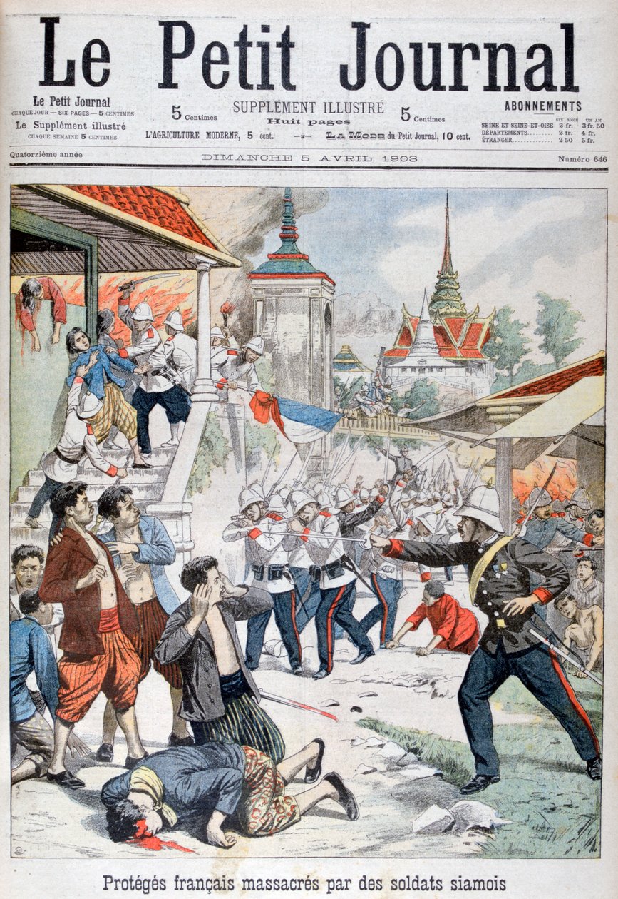受暹罗士兵屠杀的法国保护者，暹罗，1903年 作者 不明