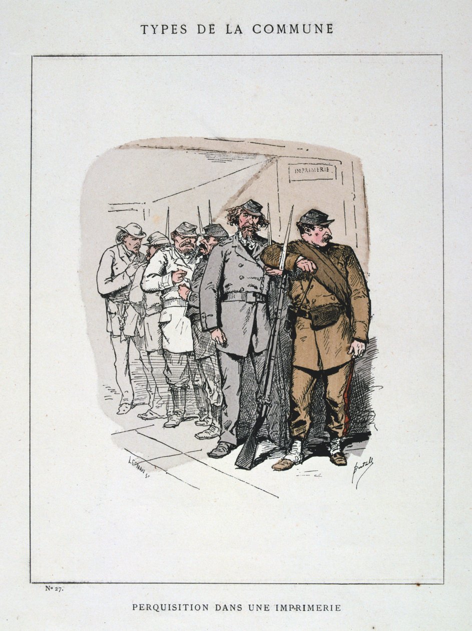 搜索印刷厂，巴黎公社，1871年。 作者 不明