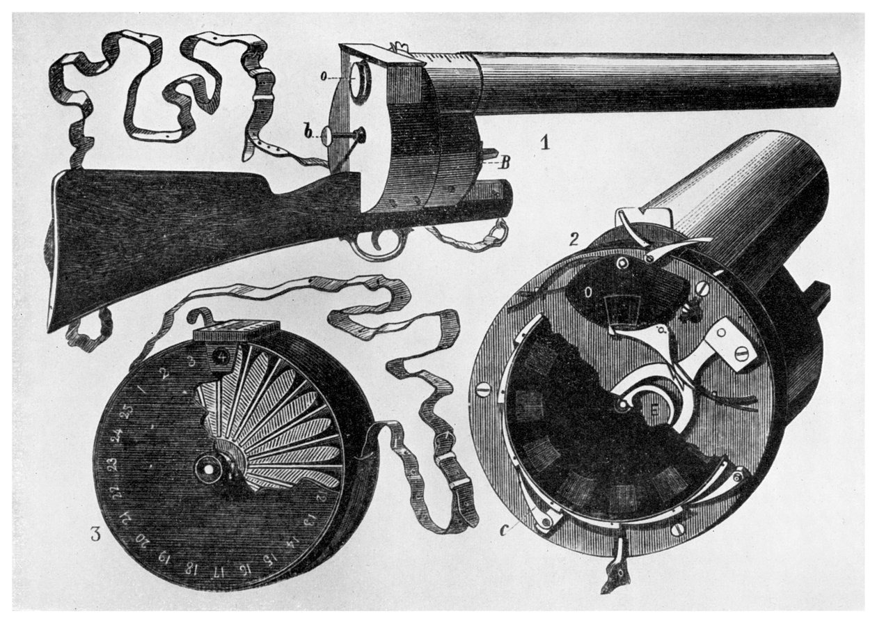 由Etienne Jules Marey设计的摄影枪，1882年1956年 作者 不明