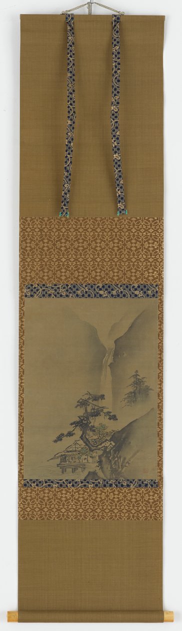 松树和瀑布，江户时期，1615-1868。 作者 不明
