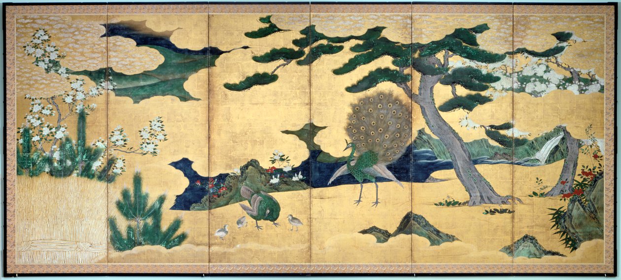 松树和孔雀，日本江户时代，十七世纪初 作者 不明