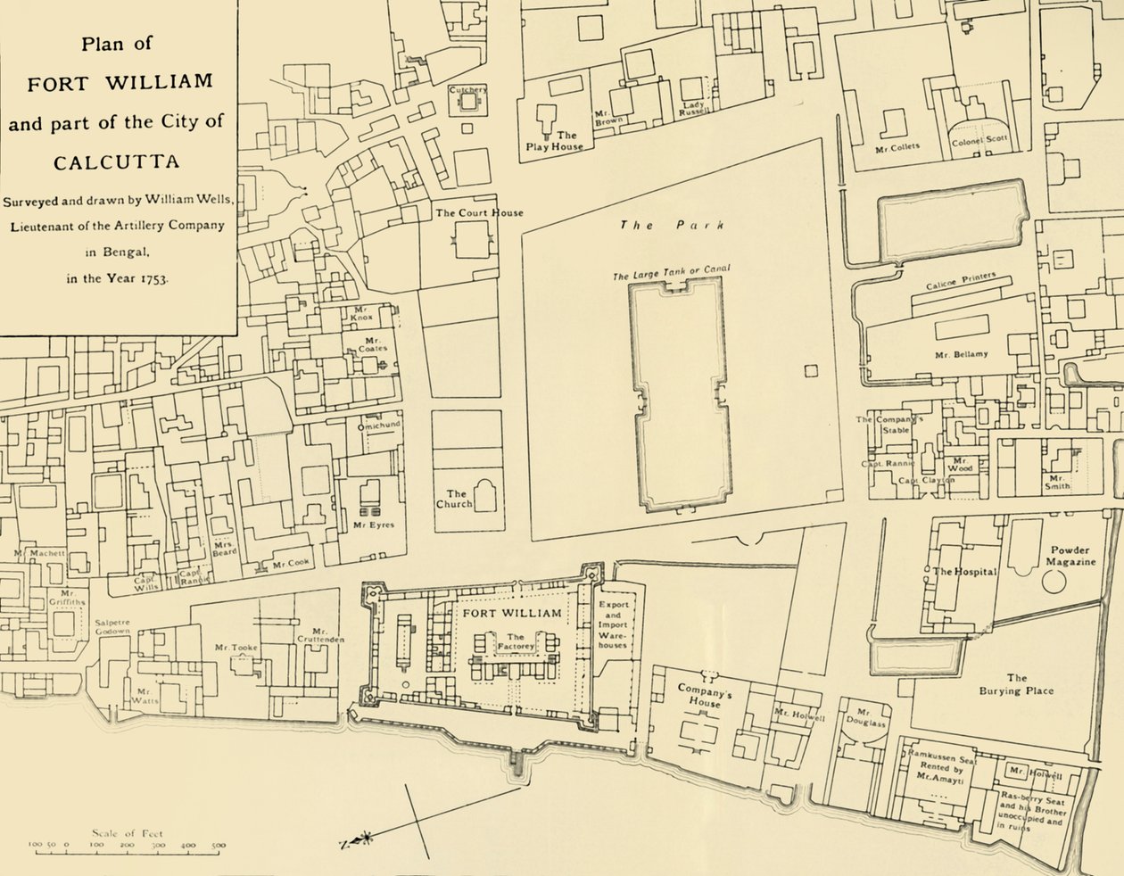 威廉堡计划和加尔各答市一部分，1925年。 作者 不明