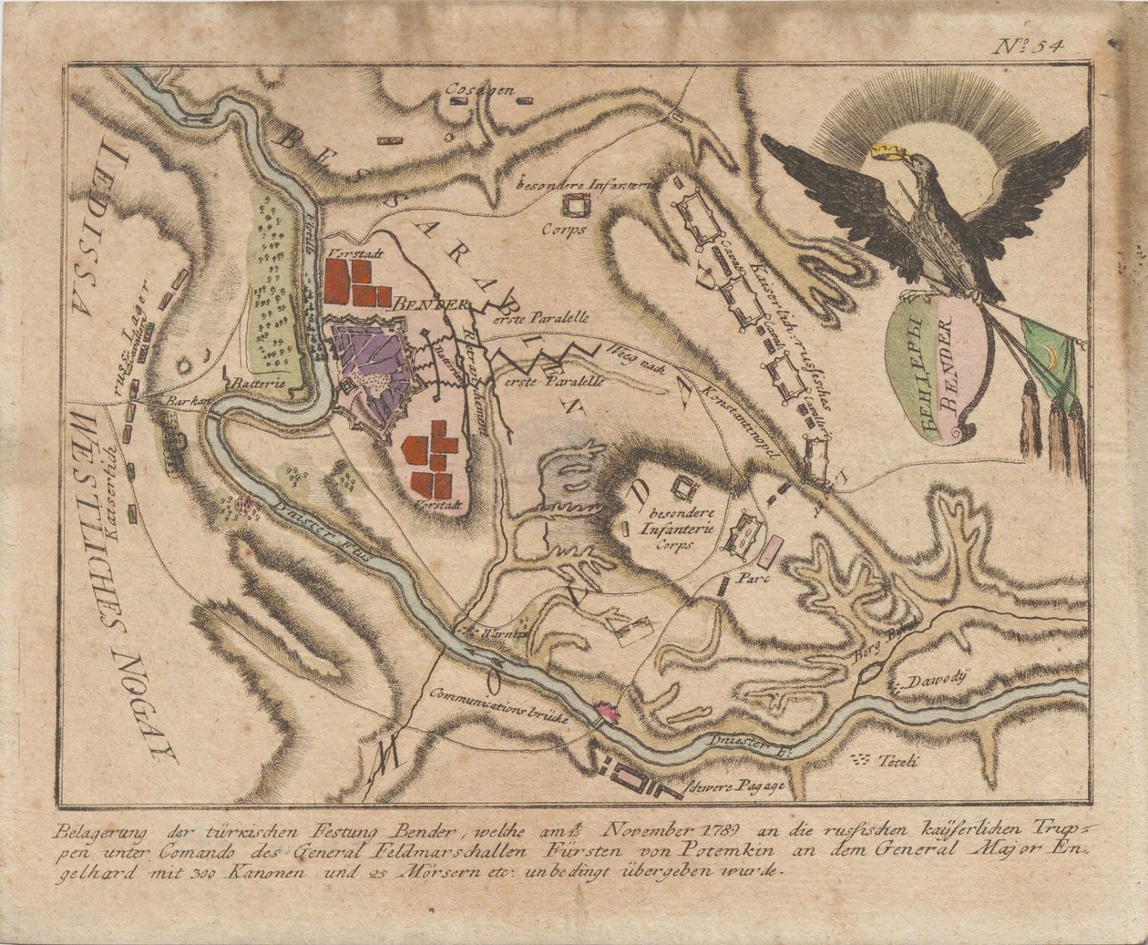 1789年11月俄军围攻土耳其本德要塞的计划，1789年。 作者 不明