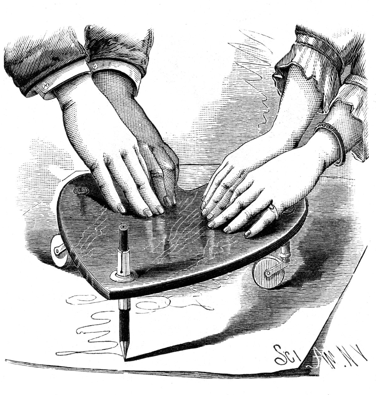 Planchette或ouija板，1885年 作者 不明