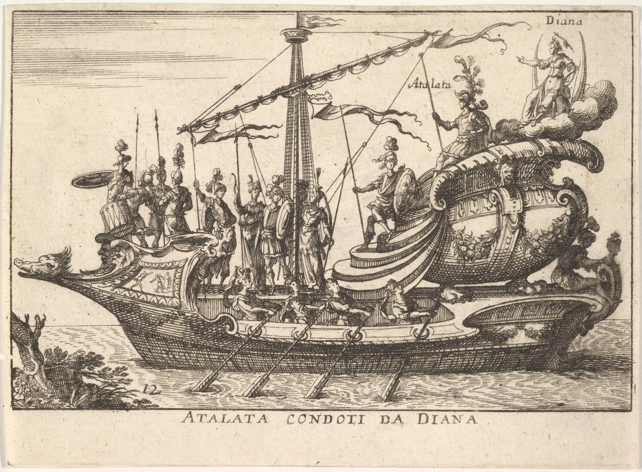 图12：1664年，由戴安娜（Diana Atalata condoti da Diana）领导的亚特兰大（Atalanta condoti da Diana）陪伴。 作者 不明