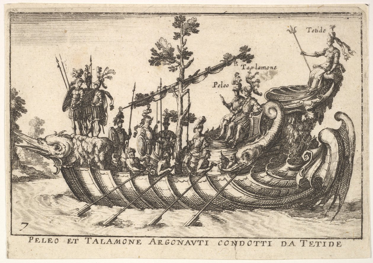 图版7：Peleo和Talamone由Tethys带领的Argonauts，选自The magnificent pageant on t...，1664年。 作者 不明