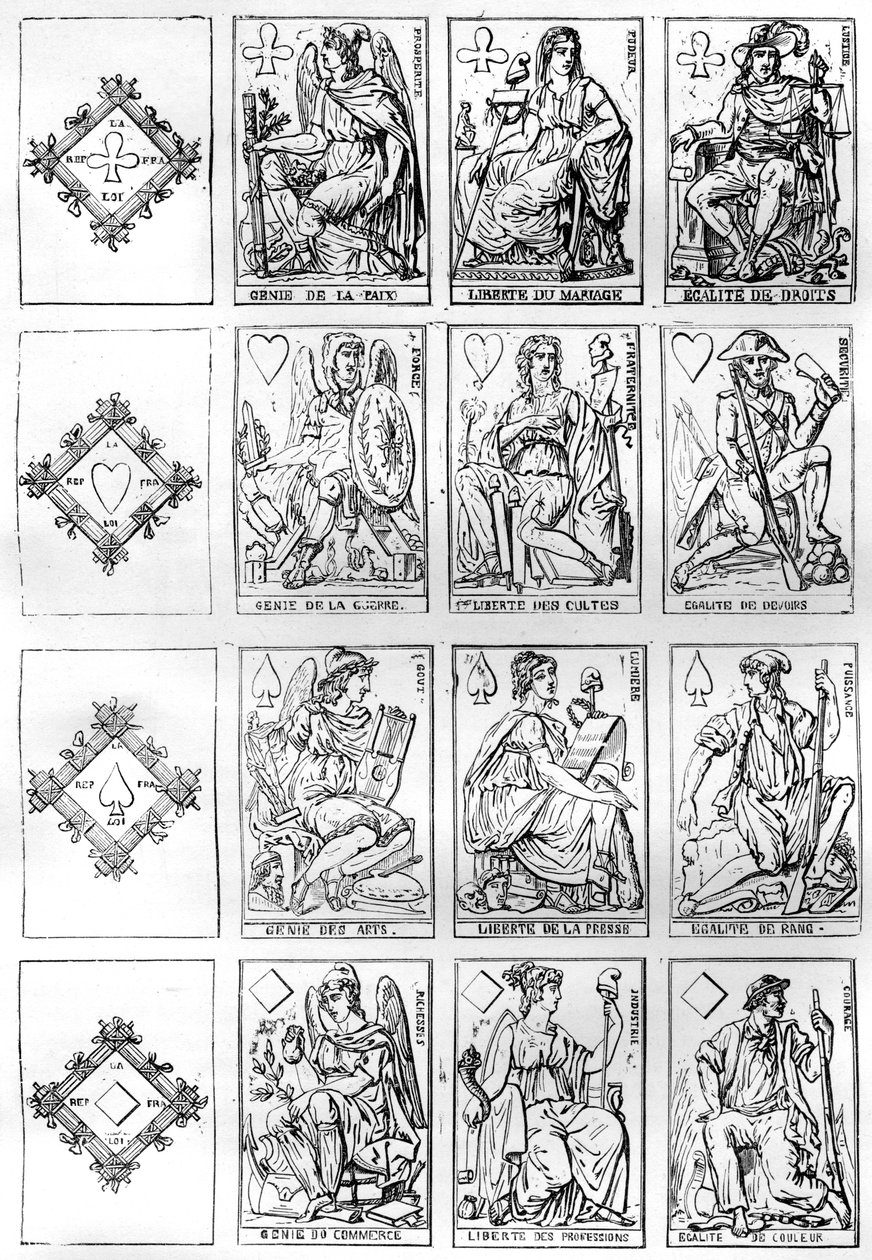 法兰西共和国的扑克牌，1790年1882-1884年 作者 不明