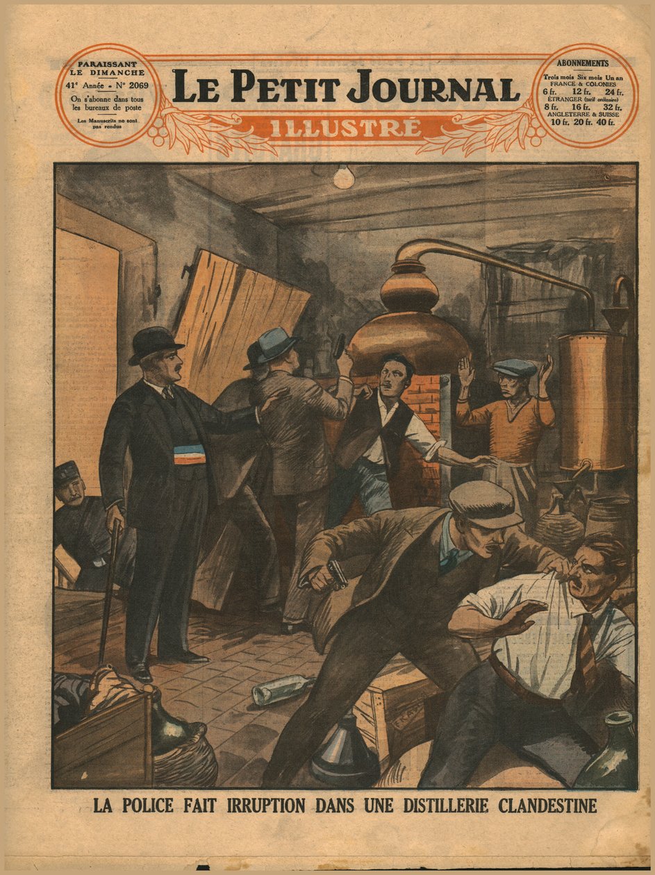 1930年，警察突袭了一家非法酿酒厂。 作者 不明