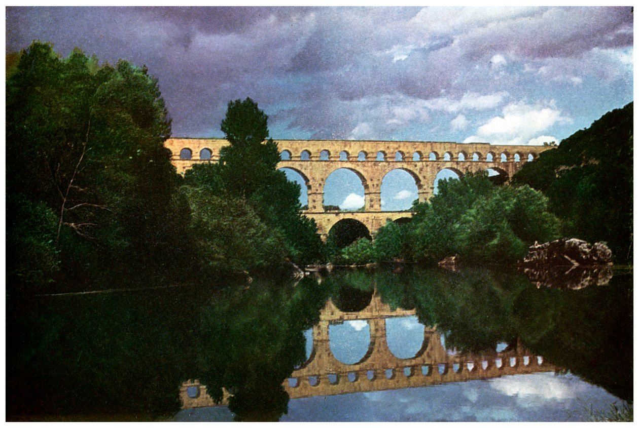 加尔桥（Pont du Gard），罗马渡槽，尼姆，法国，1956年 作者 不明