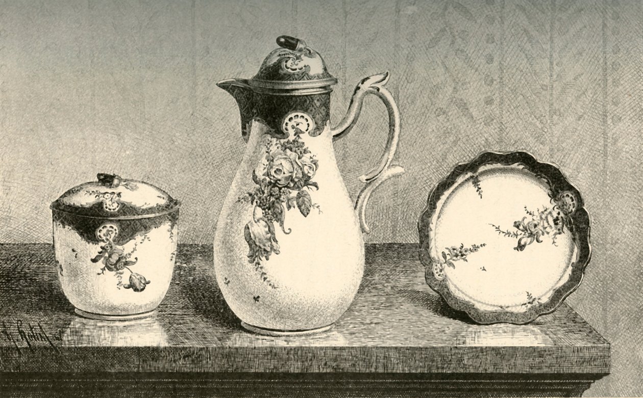 瓷咖啡具，1803年中后期，1903年。 作者 不明